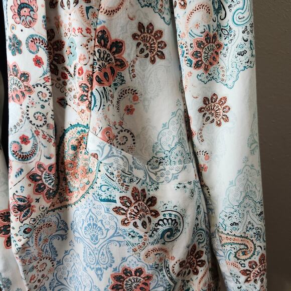 Chico's Women's Multi-Color Paisley Open Front Blazer Jacket Size 1 (Medium) - Picture 3 of 12